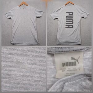 Puma Graphic T-Shirt Men's Small Gray Athletic Logo Back Tee